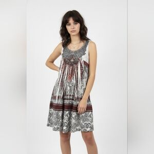 Unity World Wear Dress Grunge Boho Sleeveless Festival Shift Black White M